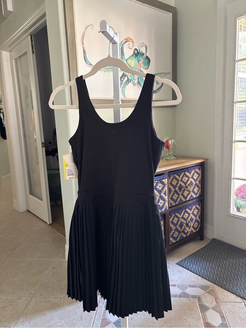 #101 all in motion Black Pleated Tank Dress/Skort